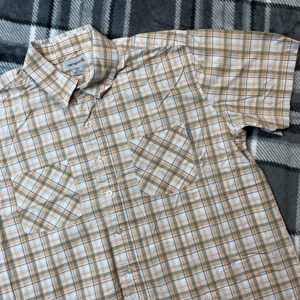 Vintage Carhartt Shirt Mens XXL Plaid Casual Short Sleeve Workwear